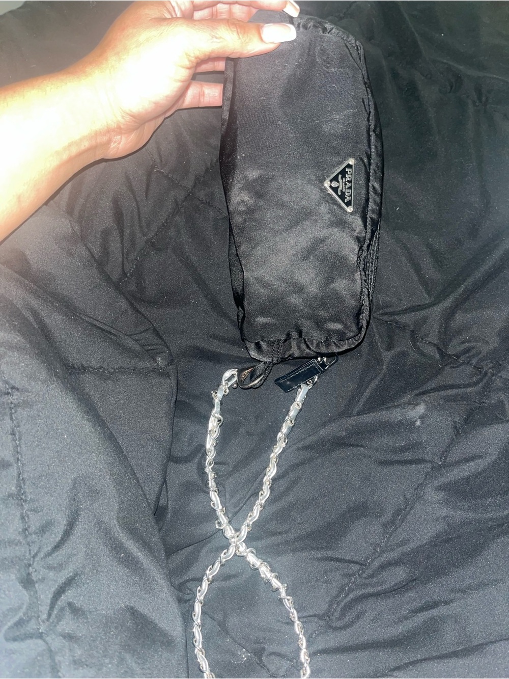 Prada Black Nylon Chain Strap Shoulder Pouch. - Picture 13 of 13